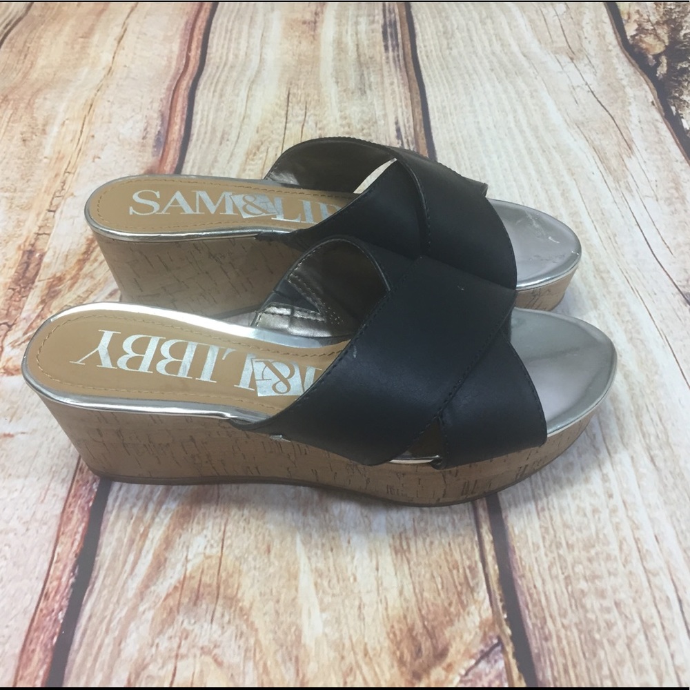 ❤️SOLD❤️Sam & Libby wedge slip-on sandals black